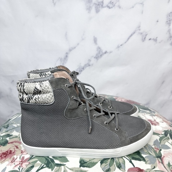 Joie | Devon Perforated Grey Suede High-Top Sneaker | 41 (11) - Picture 4 of 15